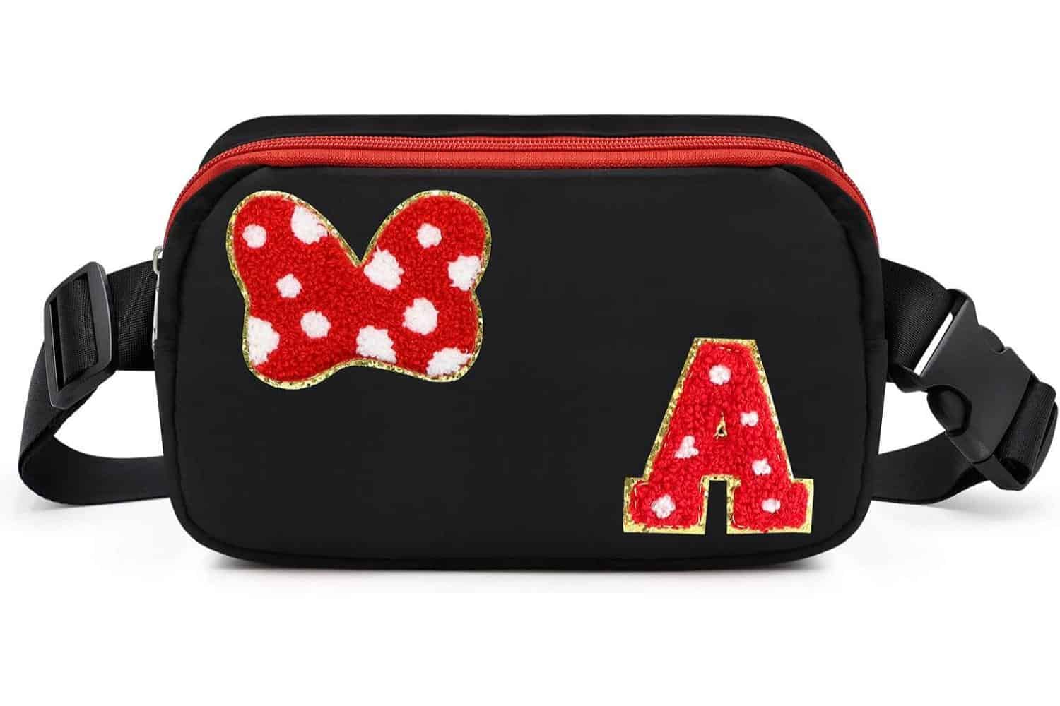 Chenille Initial Letter Bow Mouse Fanny Pack