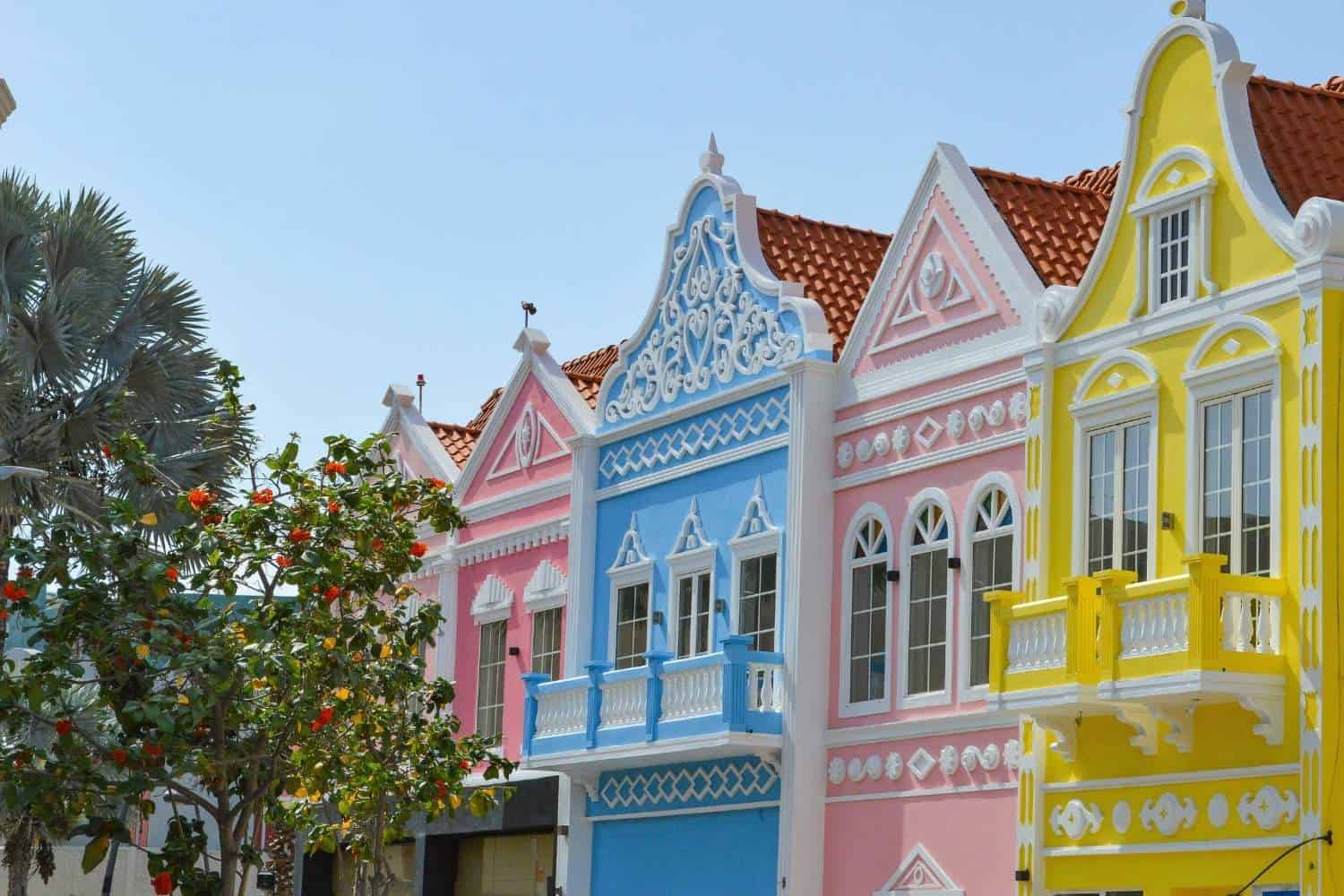 Colorful houses in Aruba.